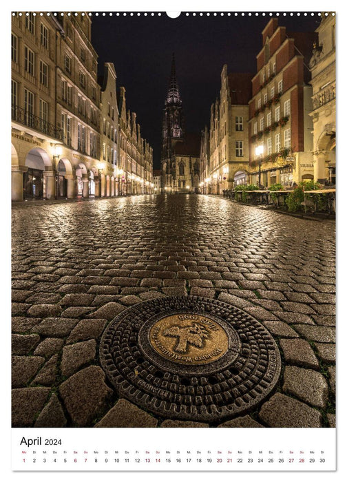 Münster - Impressionen bei Nacht (CALVENDO Premium Wandkalender 2024)