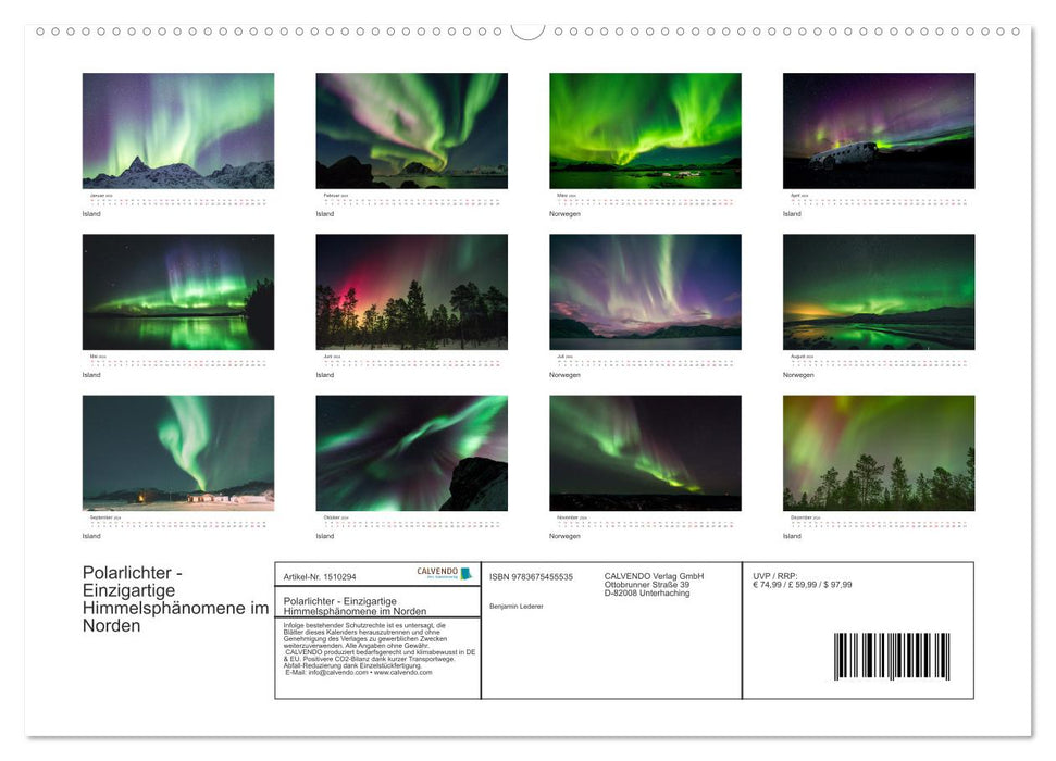 Polarlichter - Einzigartige Himmelsphänomene im Norden (CALVENDO Premium Wandkalender 2024)