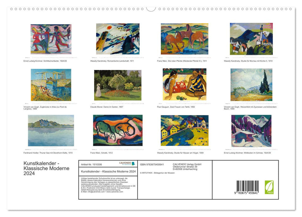 Klassische Moderne 2024 - Mit Kunst durchs Jahr (CALVENDO Premium Wandkalender 2024)