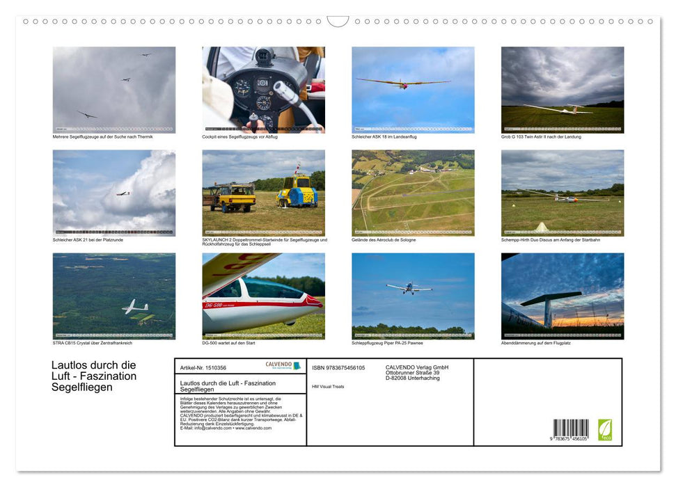 Lautlos durch die Luft - Faszination Segelfliegen (CALVENDO Wandkalender 2024)