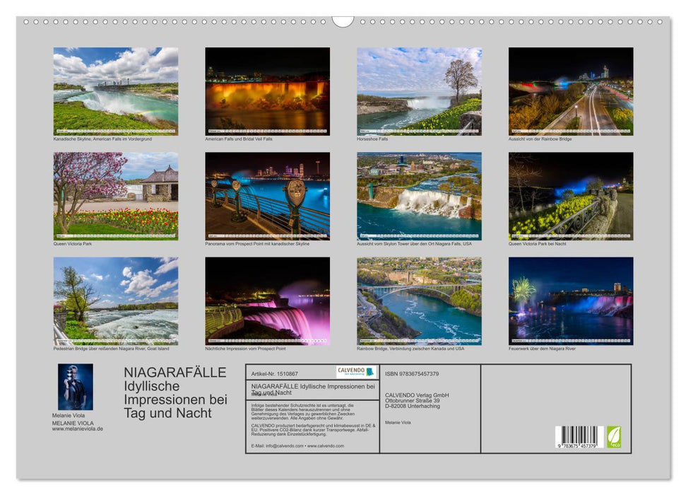 NIAGARA FALLS Impressions idylliques de jour comme de nuit (calendrier mural CALVENDO 2024) 