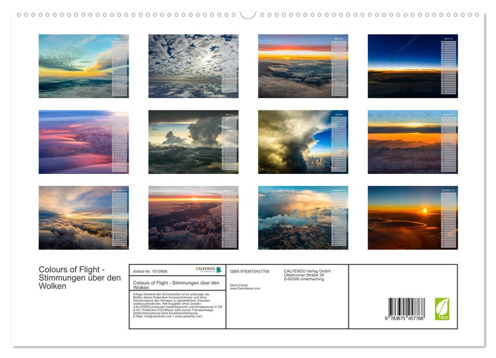 Colors of Flight - Humeurs au-dessus des nuages ​​(Calvendo Premium Wall Calendar 2024) 