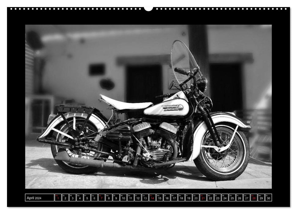 Harley Davidson WLA 750 in Schwarzweiss (CALVENDO Wandkalender 2024)