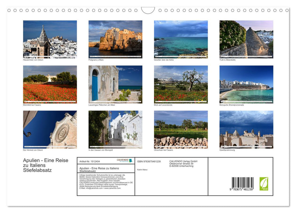 Apulia - A journey to Italy's boot heel (CALVENDO wall calendar 2024) 