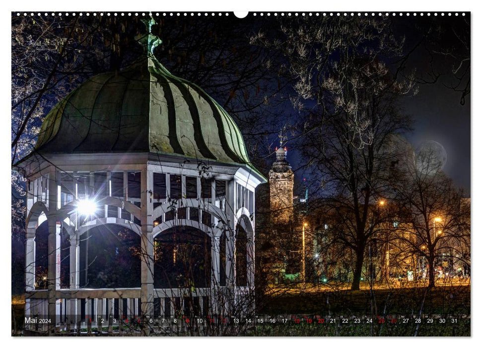 At night in Leipzig (CALVENDO wall calendar 2024) 