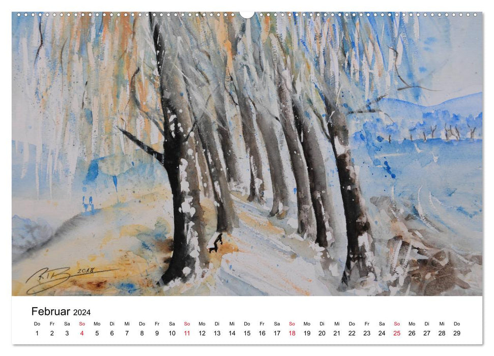 Landschafts-Aquarelle 2024 Roswita Ilona Baumann (CALVENDO Wandkalender 2024)