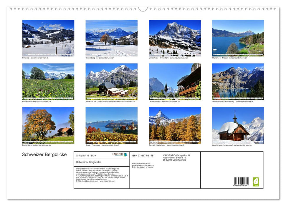 Swiss mountain views (CALVENDO wall calendar 2024) 