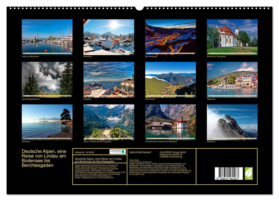 German Alps, a journey from Lindau on Lake Constance to Berchtesgaden (CALVENDO Premium Wall Calendar 2024) 