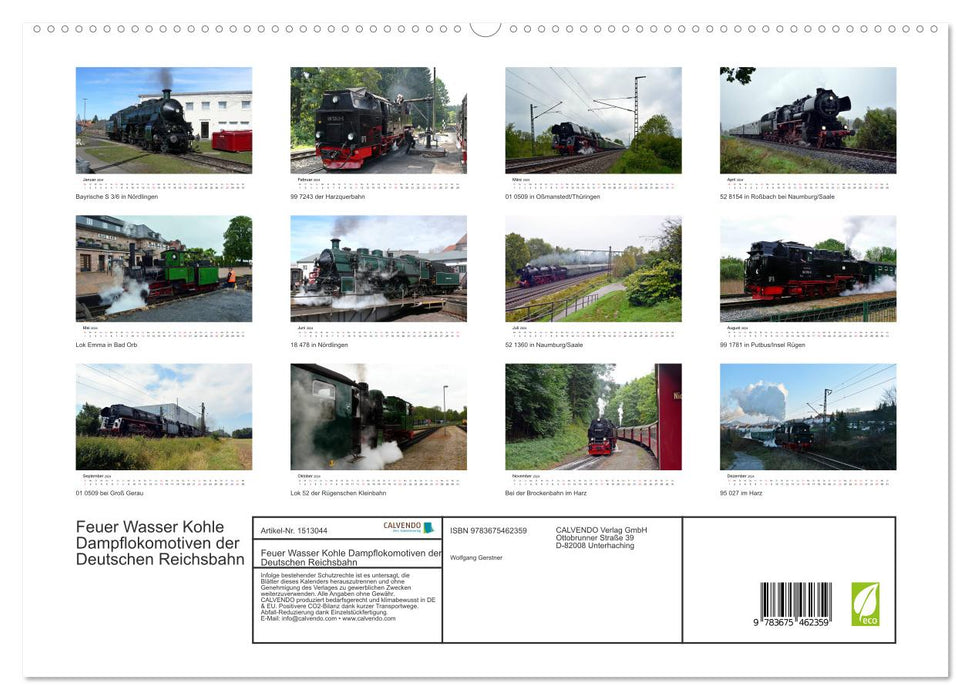 Fire Water Coal - Steam Locomotives of the Deutsche Reichsbahn (CALVENDO Premium Wall Calendar 2024) 