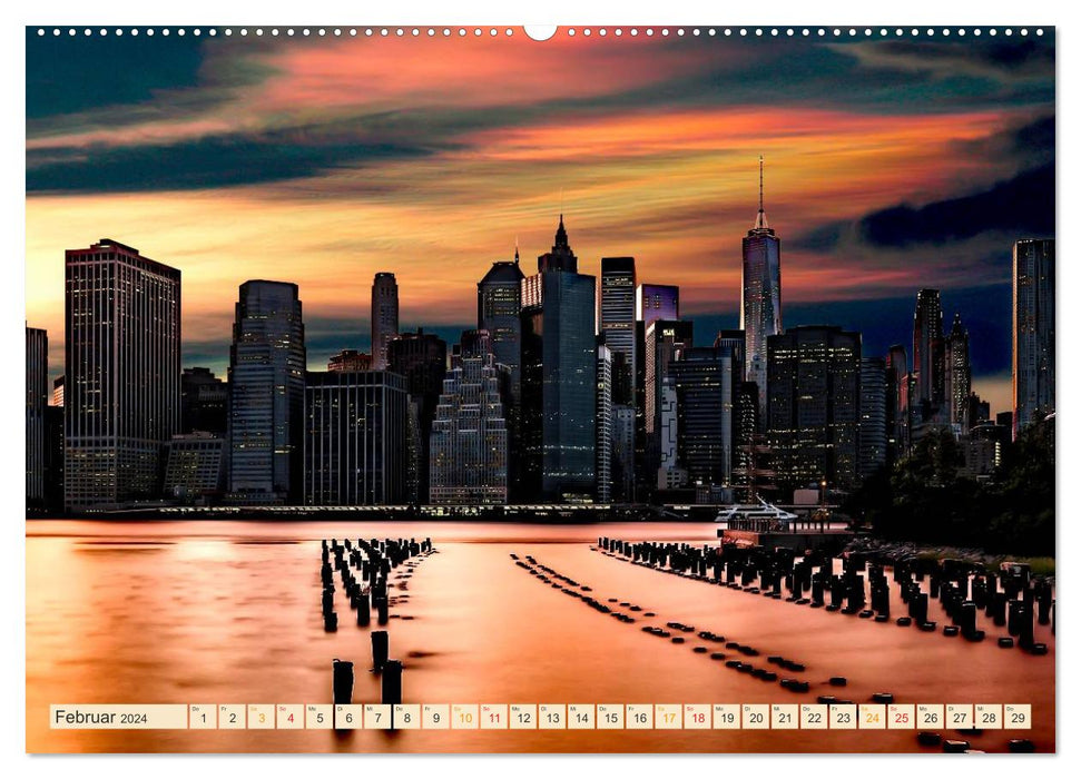 Metropolises of the world - skylines at night (CALVENDO Premium wall calendar 2024) 