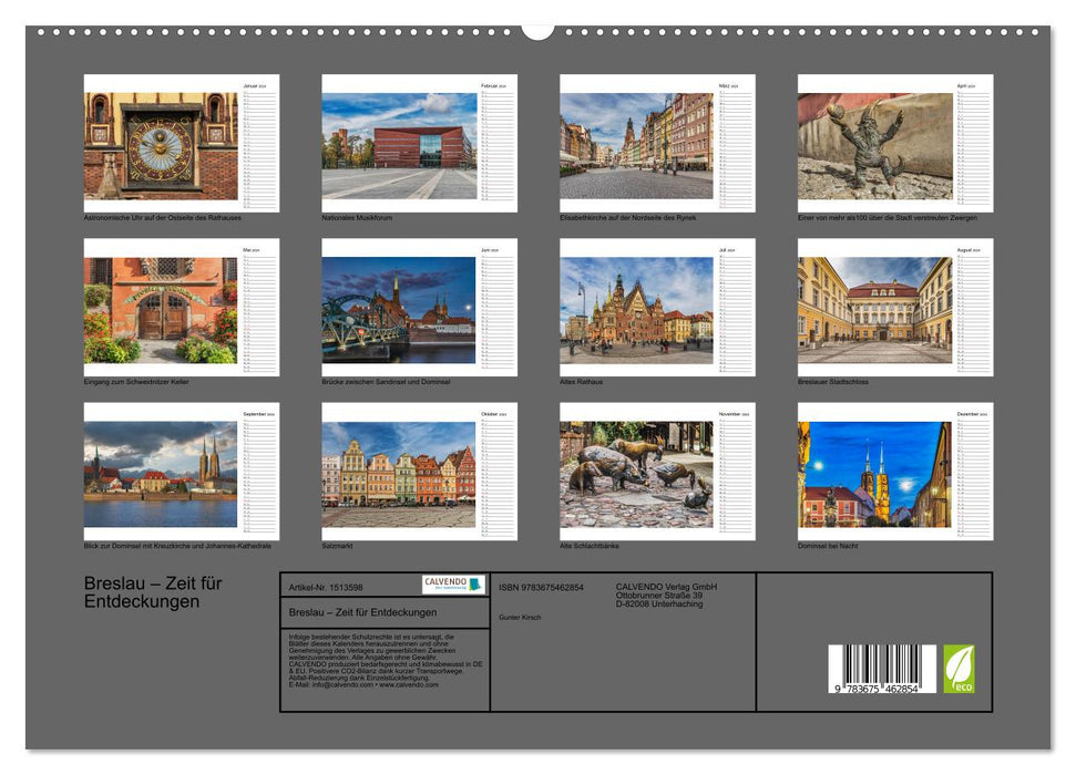 Breslau – Zeit für Entdeckungen (CALVENDO Premium Wandkalender 2024)