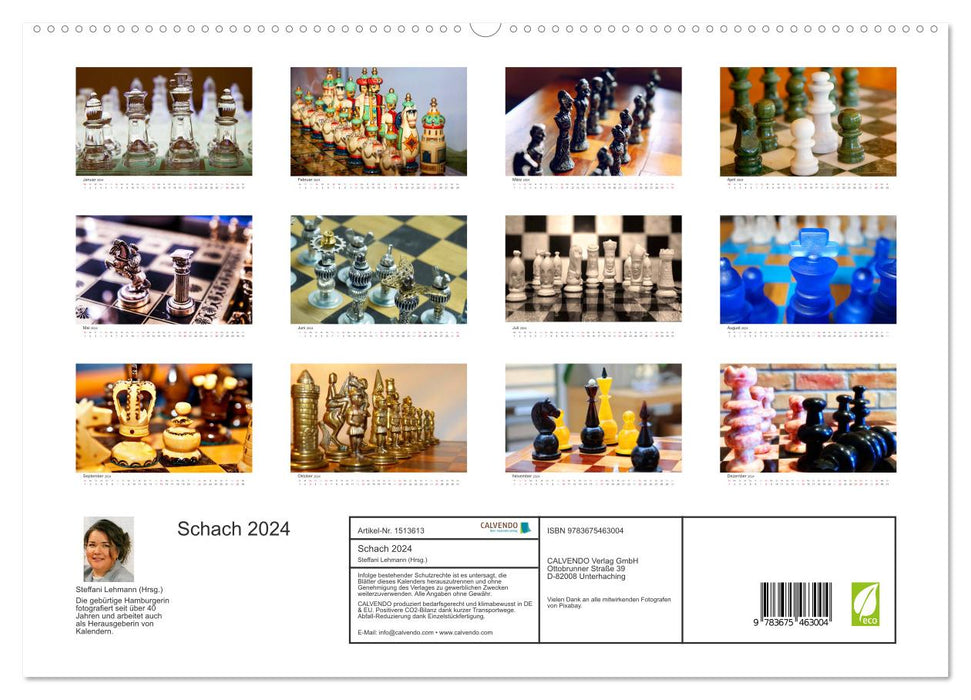 Schach 2024. Impressionen von Figuren und Spielen (CALVENDO Premium Wandkalender 2024)