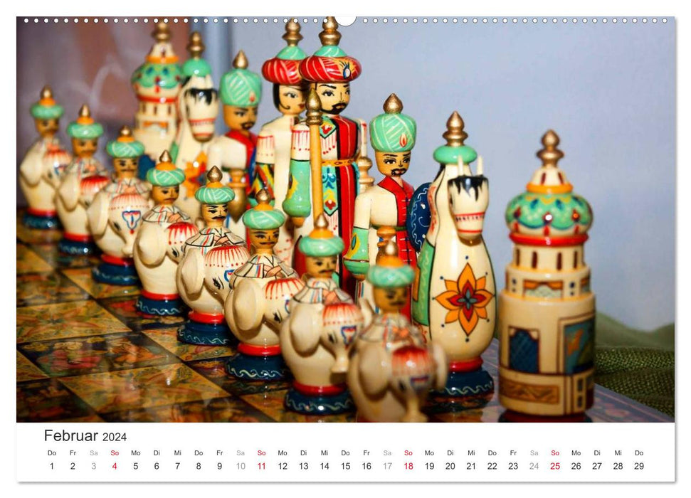 Schach 2024. Impressionen von Figuren und Spielen (CALVENDO Premium Wandkalender 2024)