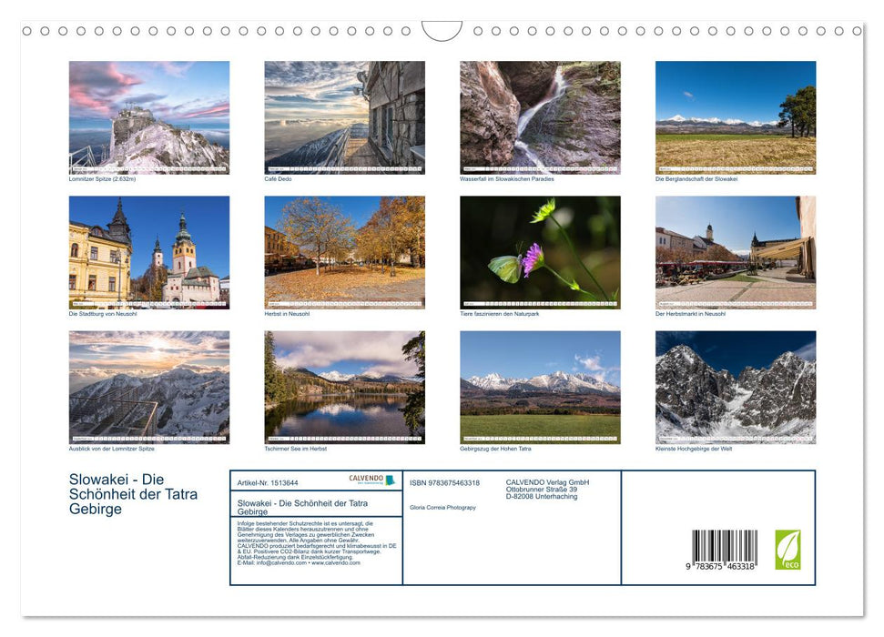 Slowakei - Die Schönheit der Tatra Gebirge (CALVENDO Wandkalender 2024)