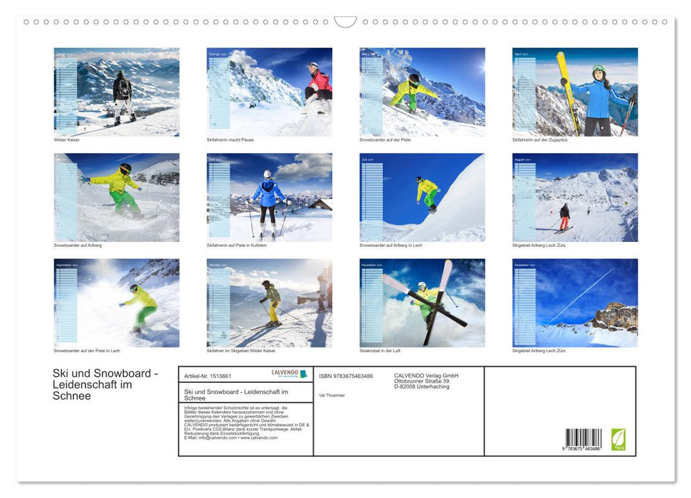 Ski und Snowboard - Leidenschaft im Schnee (CALVENDO Wandkalender 2024)