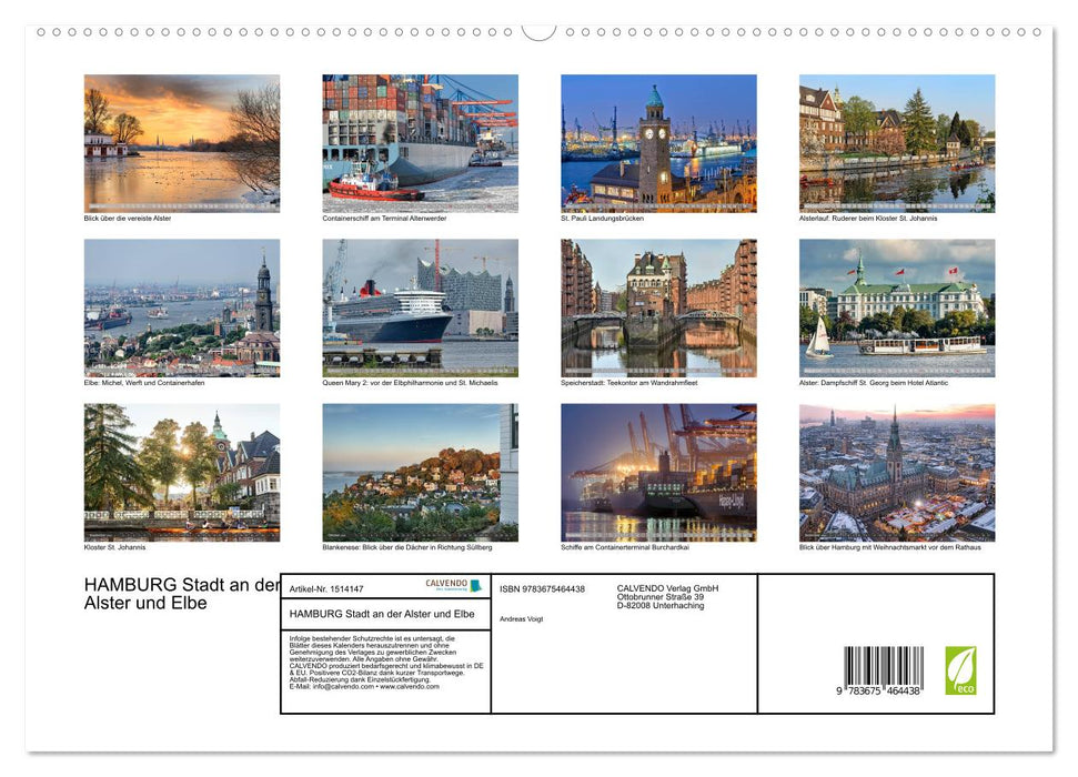 Hamburg Stadt an der Alster und Elbe (CALVENDO Premium Wandkalender 2024)