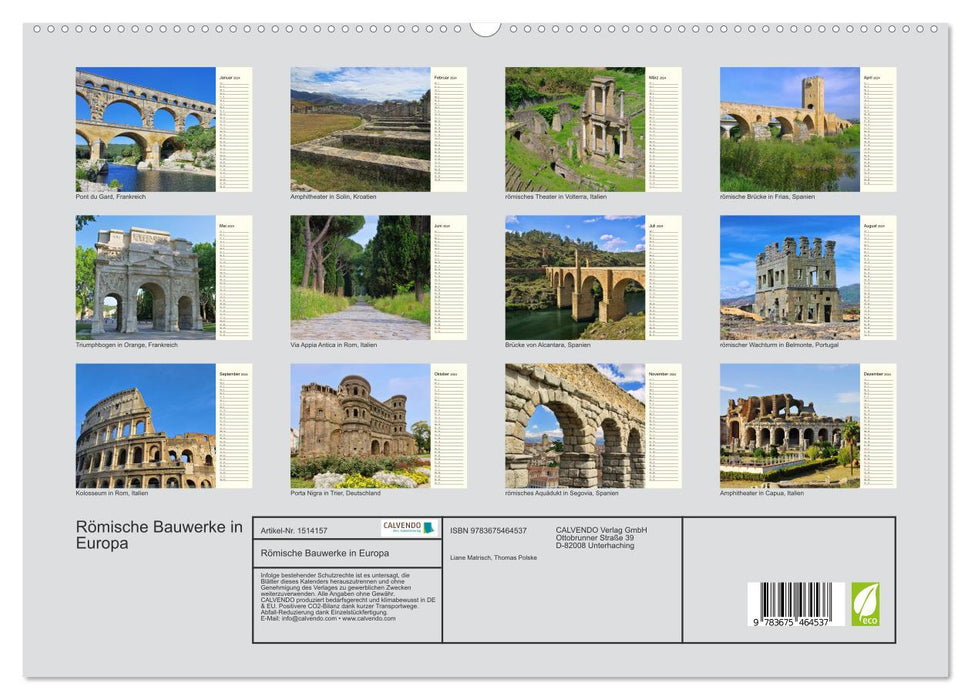 Römische Bauwerke in Europa (CALVENDO Premium Wandkalender 2024)