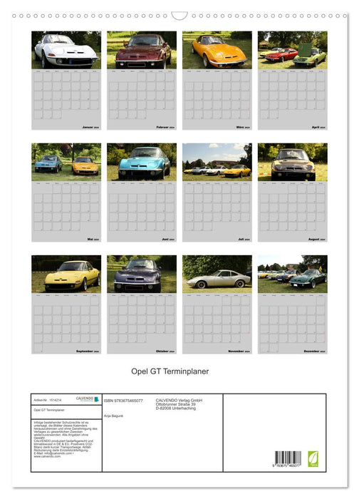Opel GT Terminplaner (CALVENDO Wandkalender 2024)