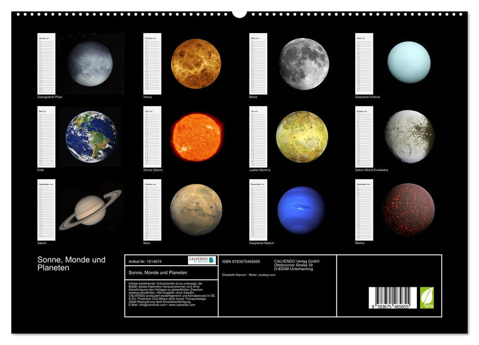 Sonne, Monde und Planeten (CALVENDO Premium Wandkalender 2024)