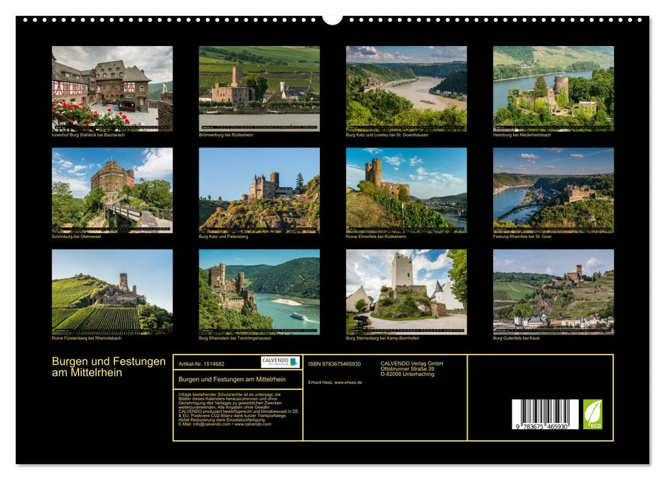 Châteaux et forteresses du Rhin moyen (Calendrier mural CALVENDO Premium 2024) 