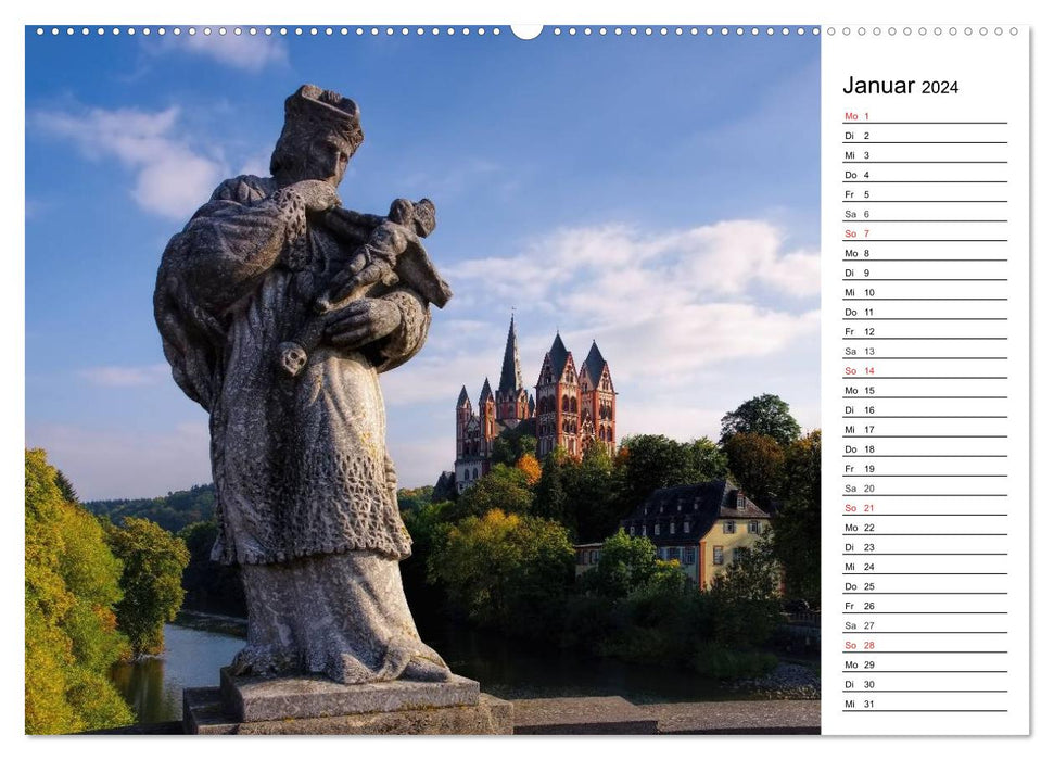 La Lahn - des lieux magiques autour du Limbourg (Calendrier mural CALVENDO Premium 2024) 