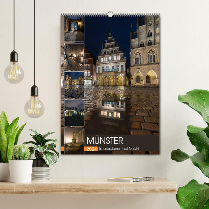 Münster - Impressionen bei Nacht (CALVENDO Wandkalender 2024)