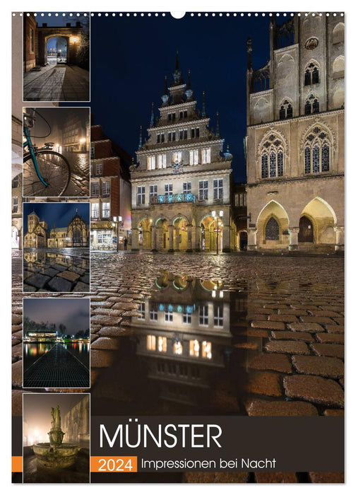 Münster - Impressionen bei Nacht (CALVENDO Wandkalender 2024)