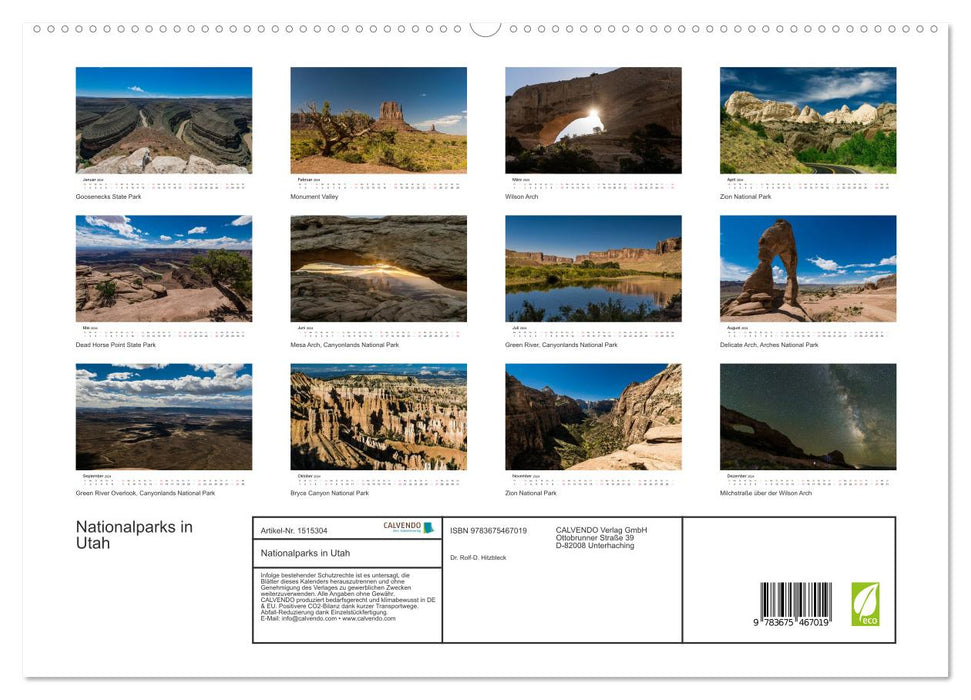 Nationalparks in Utah (CALVENDO Premium Wandkalender 2024)
