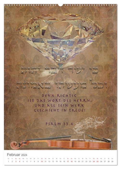 Psalms Tehilim Hebrew - German (CALVENDO Wall Calendar 2024) 
