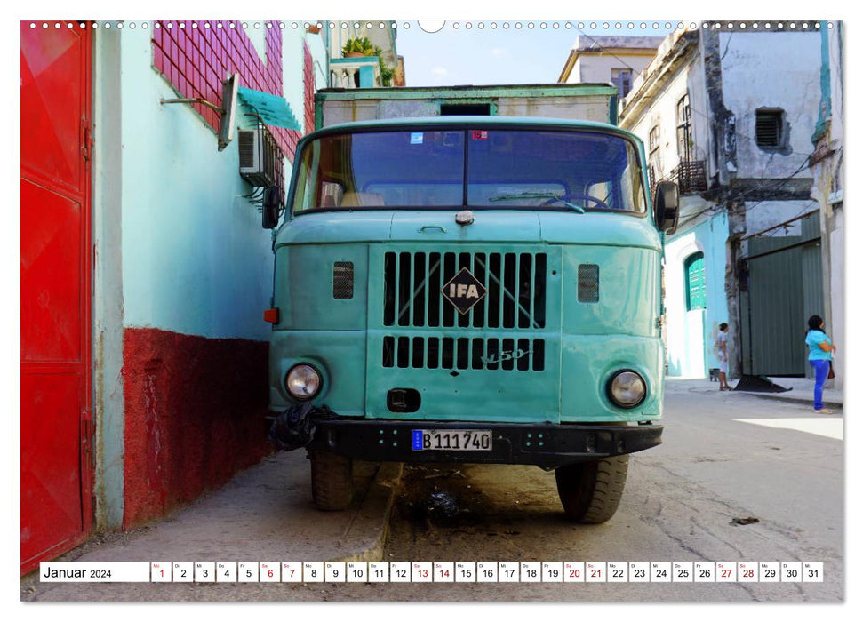 Ostalgie pur - DDR-Fahrzeuge auf Kuba (CALVENDO Wandkalender 2024)