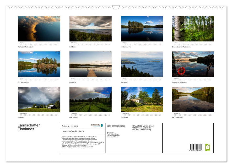 Paysages de Finlande (calendrier mural CALVENDO 2024) 