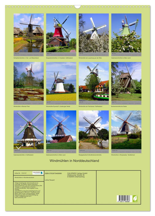 Windmühlen in Norddeutschland (CALVENDO Wandkalender 2024)