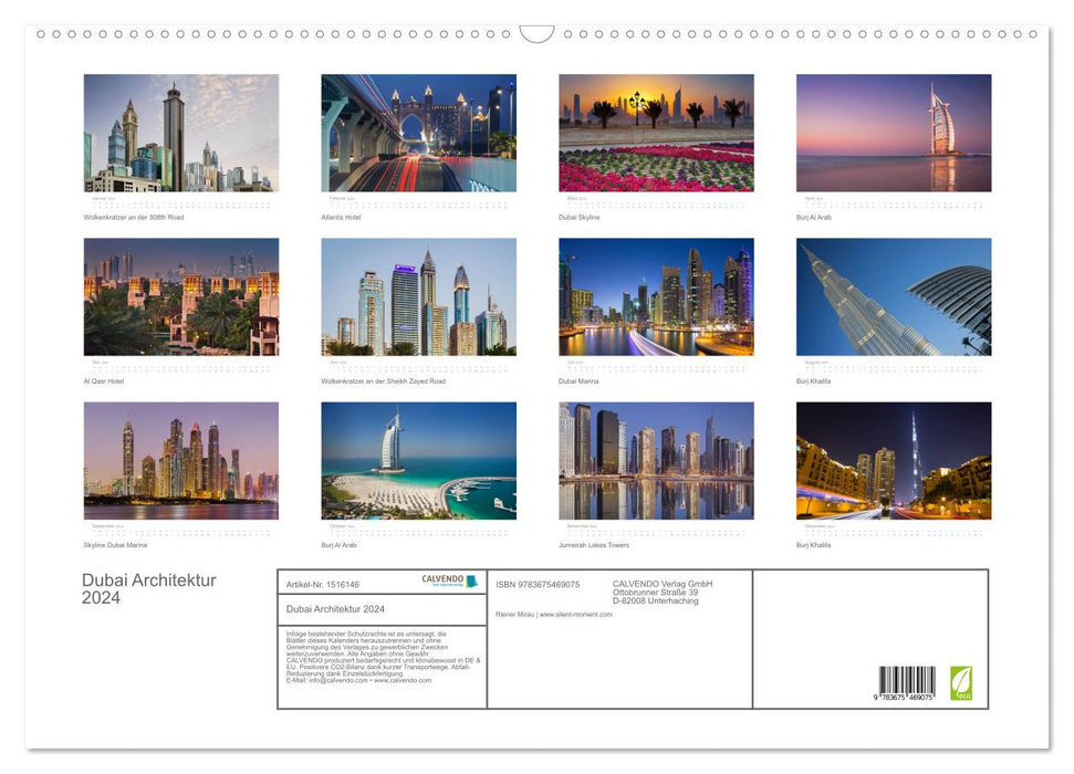 Dubai Architecture 2024 (CALVENDO Wall Calendar 2024) 