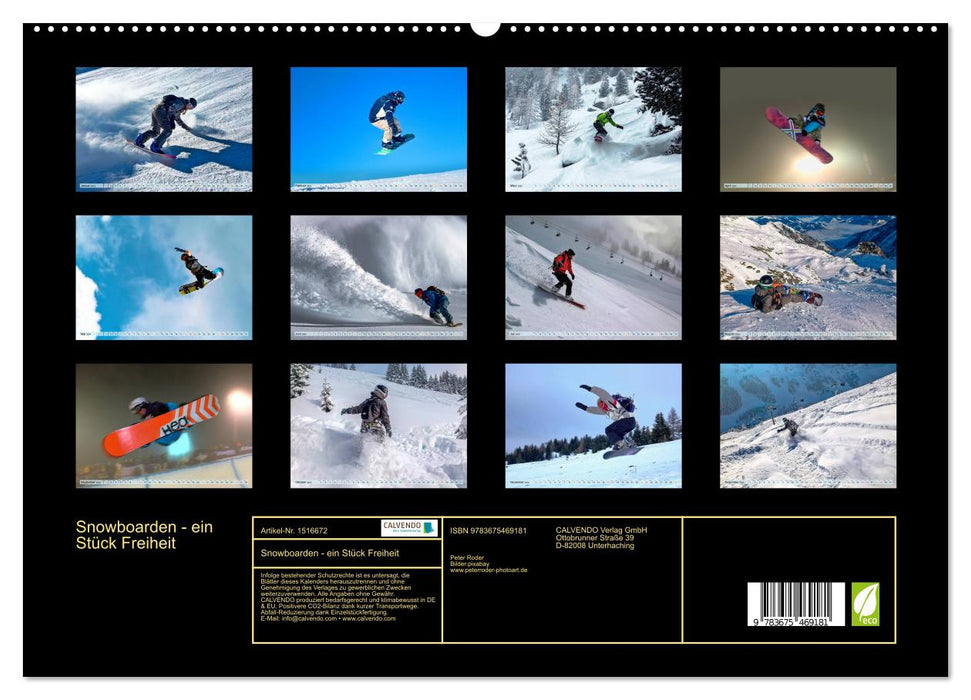 Snowboarding - a piece of freedom (CALVENDO Premium Wall Calendar 2024) 