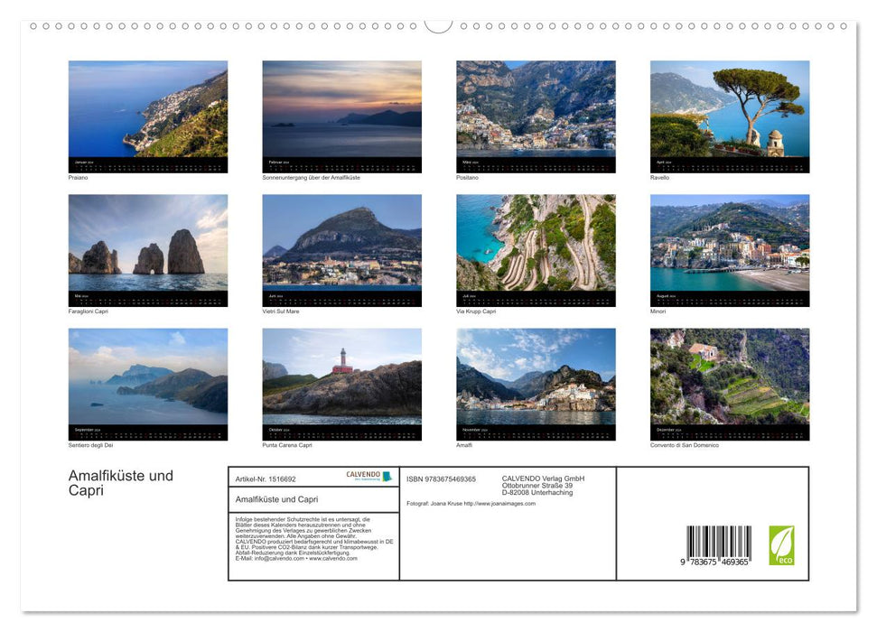 Amalfiküste und Capri (CALVENDO Premium Wandkalender 2024)