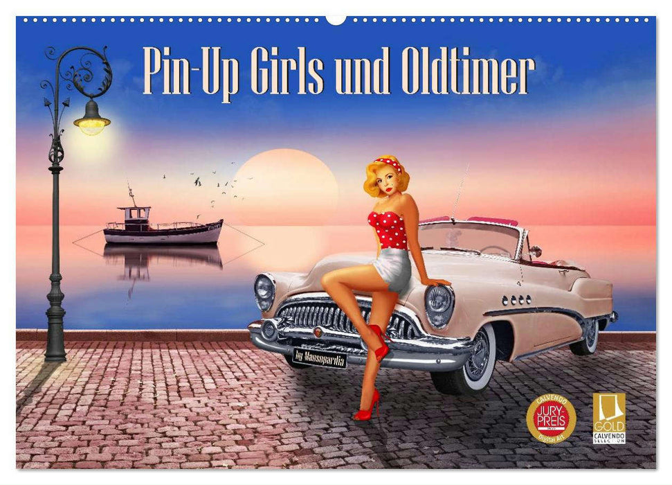 Pin-Up Girls und Oldtimer by Mausopardia (CALVENDO Wandkalender 2024)