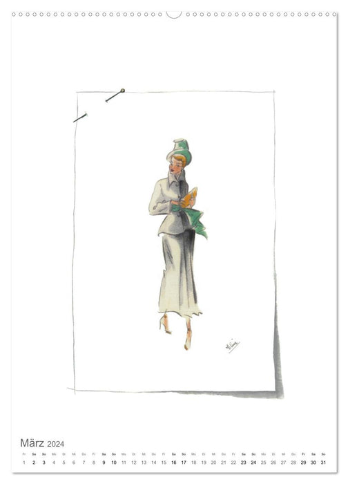 FIGURINEN 2024 - Fashion von 1949 - Originale von Elina Ruffinengo (CALVENDO Premium Wandkalender 2024)