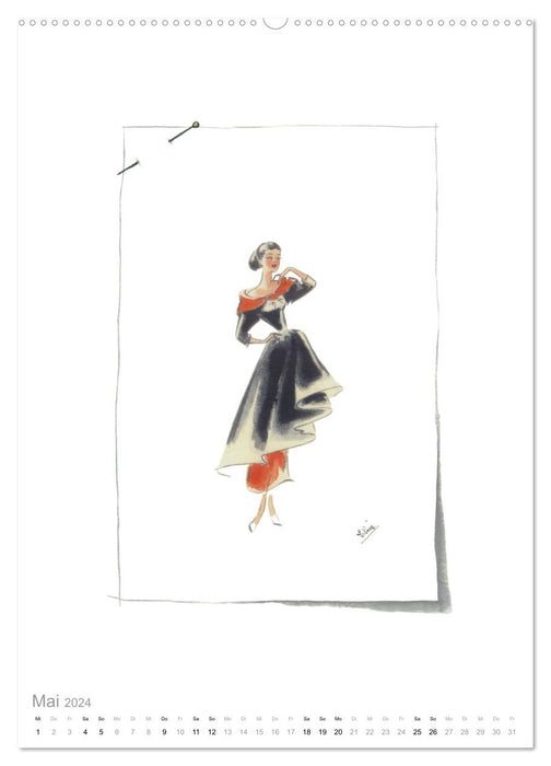 FIGURINEN 2024 - Modedesign von 1949 - Zeichnungen von Elina Ruffinengo (CALVENDO Premium Wandkalender 2024)