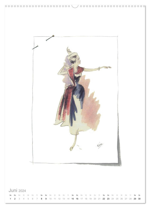 FIGURINEN 2024 - Modedesign von 1949 - Zeichnungen von Elina Ruffinengo (CALVENDO Premium Wandkalender 2024)