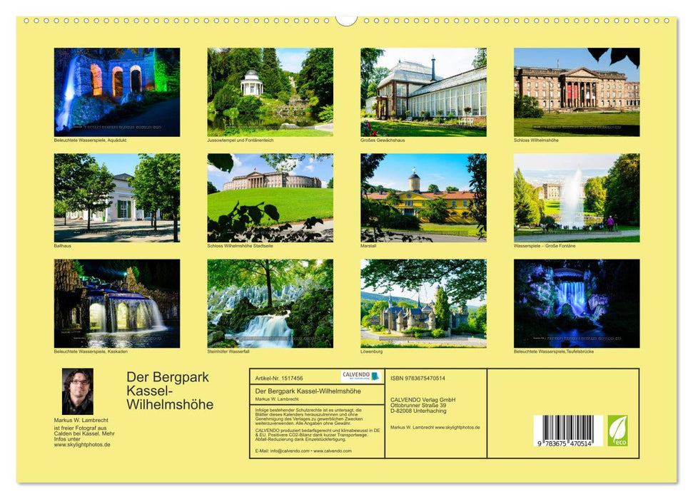 Le parc de montagne de Kassel-Wilhelmshöhe (calendrier mural CALVENDO Premium 2024) 