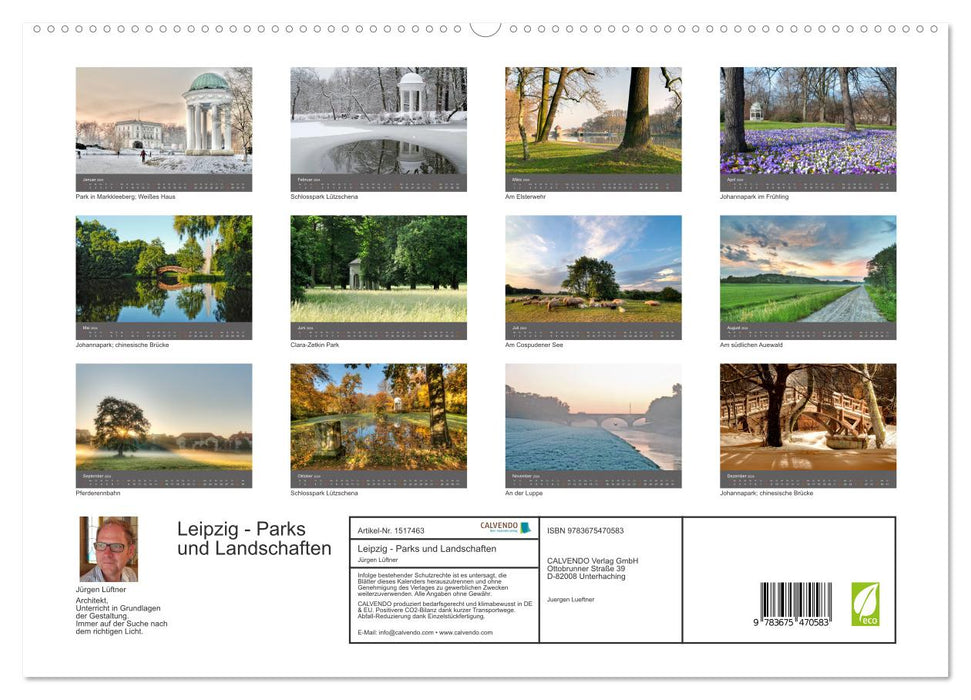 Leipzig - Parcs et paysages (Calendrier mural CALVENDO Premium 2024) 