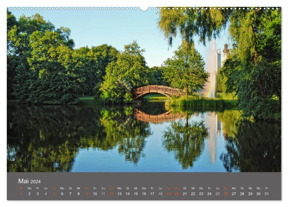 Leipzig - Parcs et paysages (Calendrier mural CALVENDO Premium 2024) 