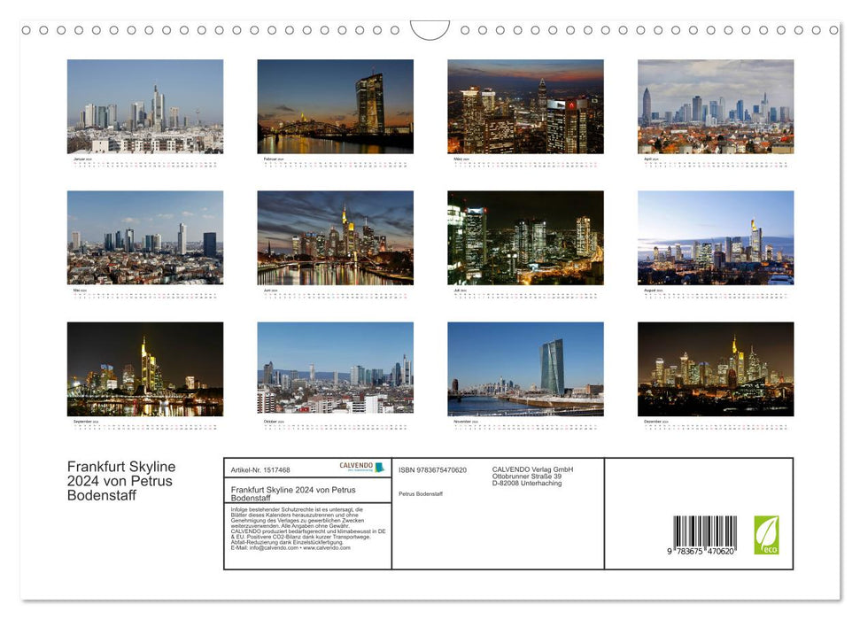 Frankfurt skyline by Petrus Bodenstaff (CALVENDO wall calendar 2024) 