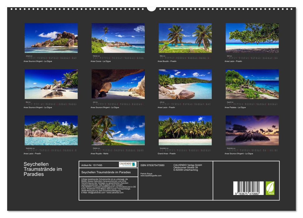 Seychellen Traumstrände im Paradies (CALVENDO Premium Wandkalender 2024)