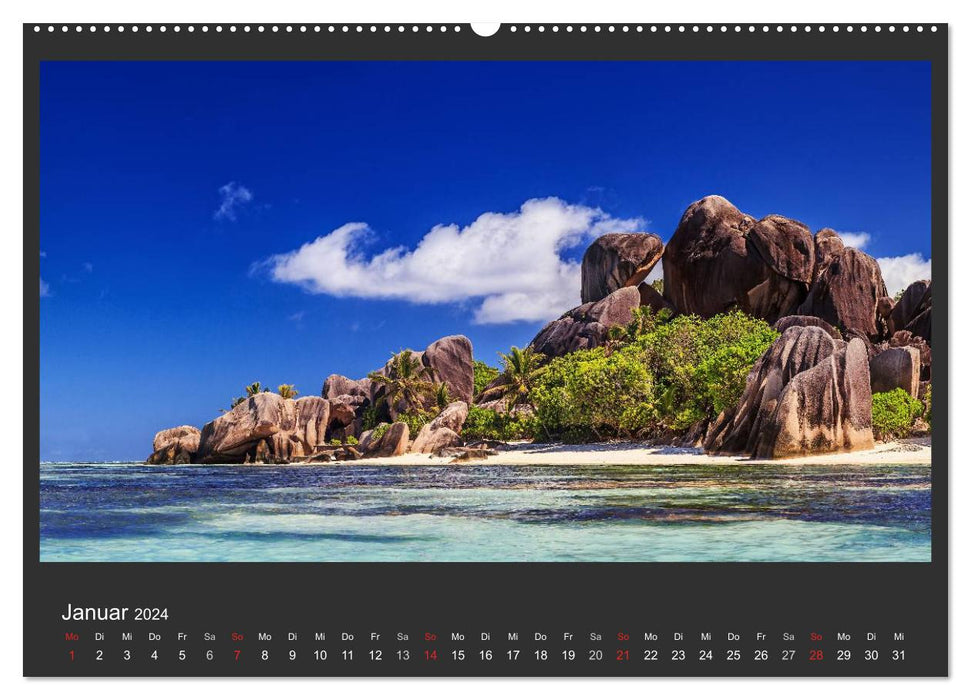 Seychellen Traumstrände im Paradies (CALVENDO Premium Wandkalender 2024)