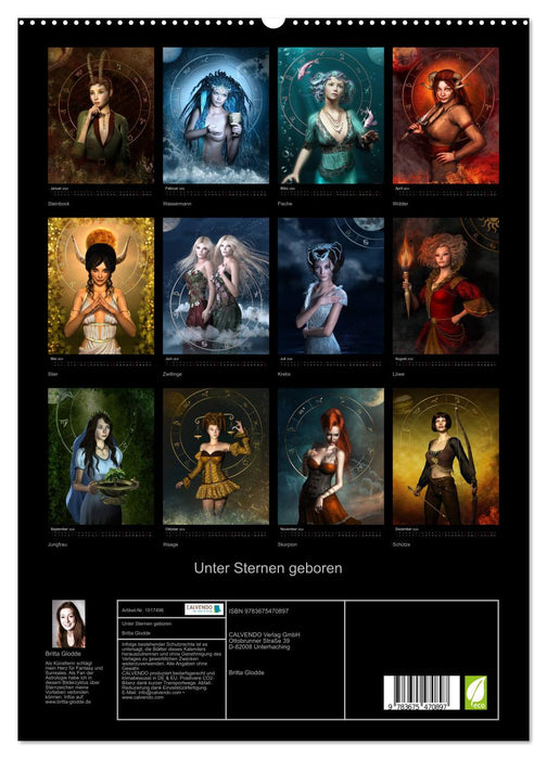 Unter Sternen geboren - Fantasy Tierkreis im Zeichen der Frau (CALVENDO Premium Wandkalender 2024)