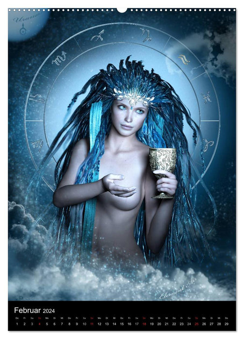 Né sous les étoiles - Zodiaque fantastique dans le signe de la femme (Calendrier mural CALVENDO Premium 2024) 