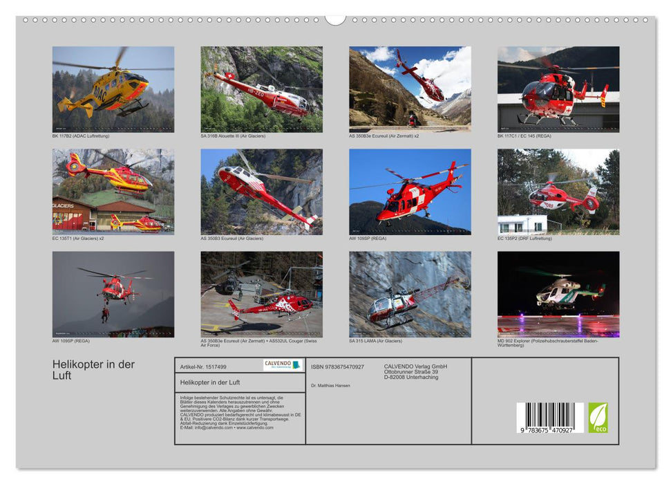 Helikopter in der Luft (CALVENDO Premium Wandkalender 2024)