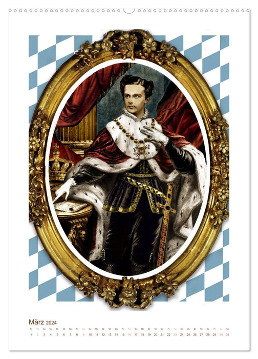 Ludwig II. von Bayern: Historische Illustrationen und Stiche (CALVENDO Wandkalender 2024)
