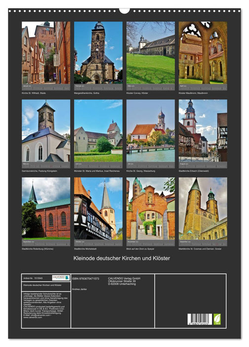 Églises et monastères joyaux allemands (calendrier mural CALVENDO 2024) 